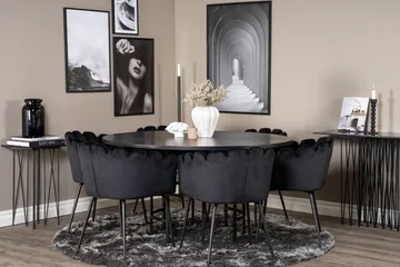 Copenhagen Spisegruppe med 6 Limhamn Spisestoler Svart - Furniture Fashion - Møbler - Bord - Spisegrupper