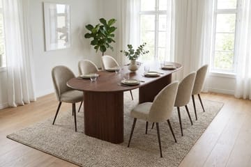 Noira spisegruppe rektangulær 180 cm valnøtt med 6 Nibe Plus spisestoler - Valnøtt - Møbler - Bord - Spisegrupper