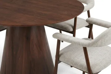 Siena spisegruppe rund 130 cm valnøtt med 4 Ronja spisestoler - Sand/valnøtt - Møbler - Bord - Spisegrupper