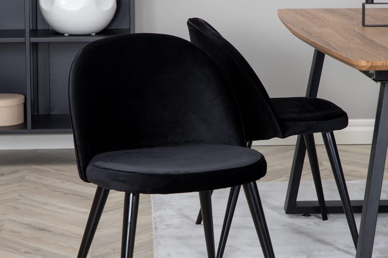 Spisegruppe Venture Home Inca spisegruppe 160 cm rektangulær med 4 Velvet-stoler Svart/Natur - Møbler - Bord - Spisegrupper