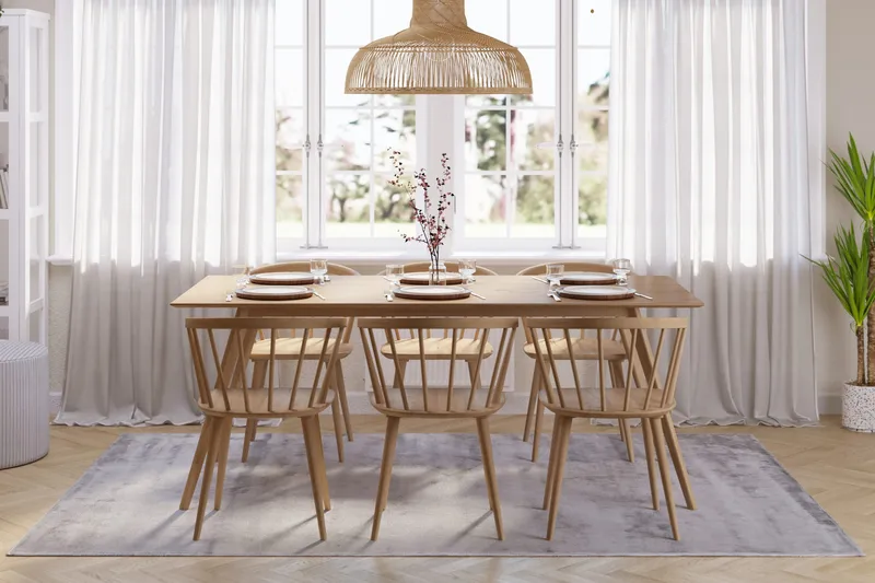 Tyrö Spisegruppe med 6 Tyrö Armstoler - Oak/Oak - Møbler - Bord - Spisegrupper