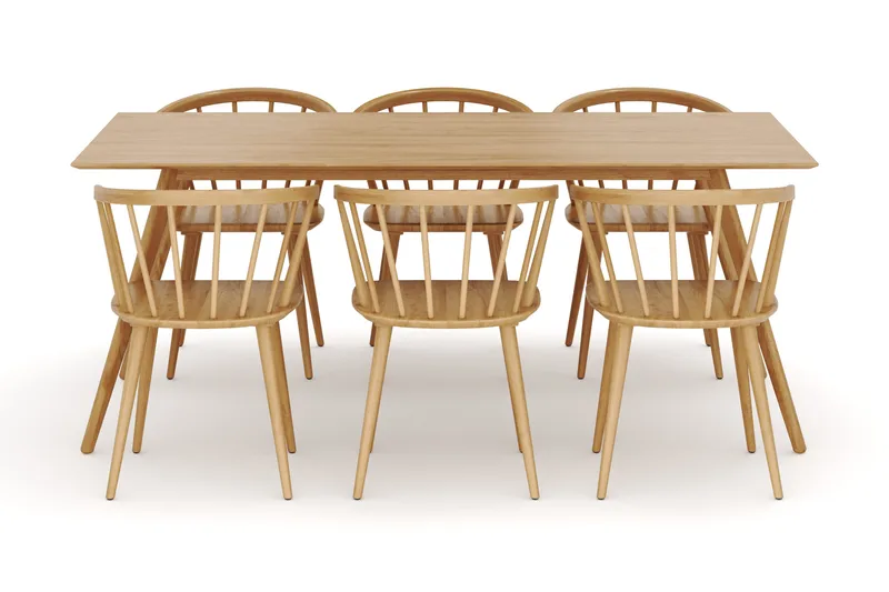 Tyrö Spisegruppe med 6 Tyrö Armstoler - Oak/Oak - Møbler - Bord - Spisegrupper