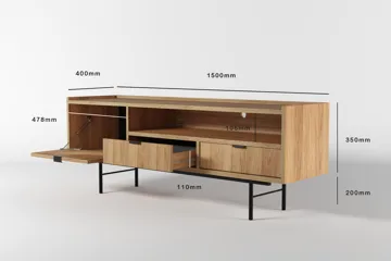 Dravo TV-benk 150 cm - Naturlig hickory - Møbler - Mediamøbel & tv møbel - TV-benk & mediabenk