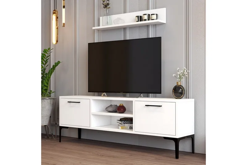 Holter TV-møbelsett 140x30 cm, Hvit