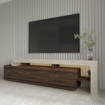 Jurukovo TV-benk 192x53x37 cm - Travertin, valnøtt - Møbler - Mediamøbel & tv møbel - TV-benk & mediabenk