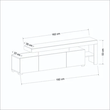 Jurukovo TV-benk 192x53x37 cm - Travertin, valnøtt - Møbler - Mediamøbel & tv møbel - TV-benk & mediabenk