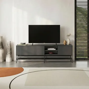Kenvor TV-benk 180 cm - Anthracite, Wood Black, Black - Møbler - Mediamøbel & tv møbel - TV-benk & mediabenk