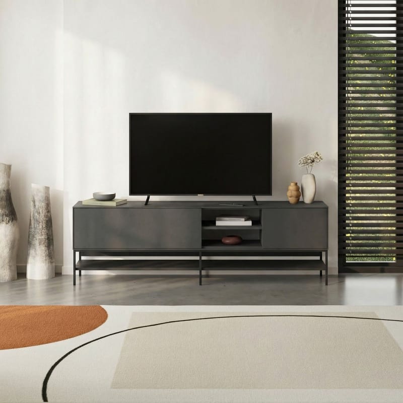 Kenvor TV-benk 180 cm - Anthracite, Wood Black, Black - Møbler - Mediamøbel & tv møbel - TV-benk & mediabenk