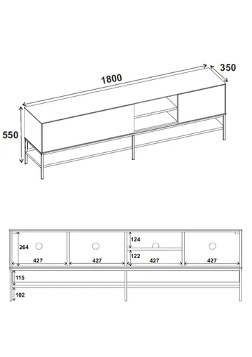 Kenvor TV-benk 180 cm - Anthracite, Wood Black, Black - Møbler - Mediamøbel & tv møbel - TV-benk & mediabenk