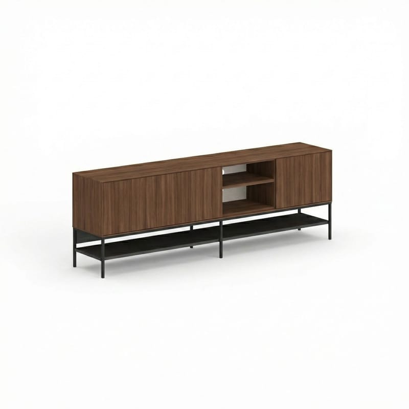 Kenvor TV-benk 180 cm, Milano Walnut, Wood Black, Black