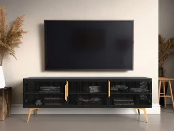 Mireva TV-benk 180 cm - svart, gull - Møbler - Mediamøbel & tv møbel - TV-benk & mediabenk