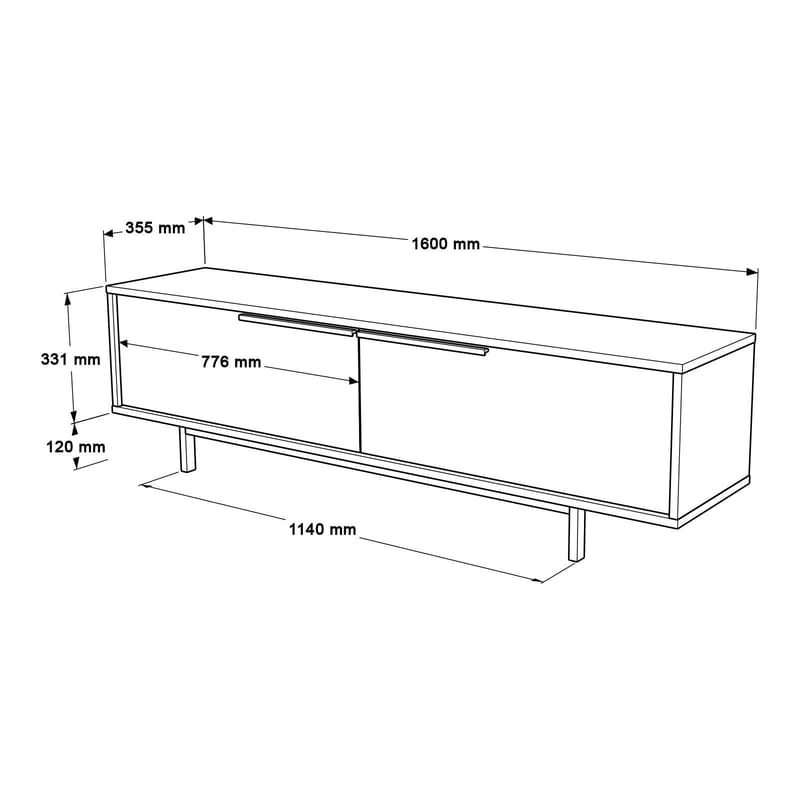 Nilena TV-benk 160x45,1x35,5 cm - eik, hvit - Møbler - Mediamøbel & tv møbel - TV-benk & mediabenk