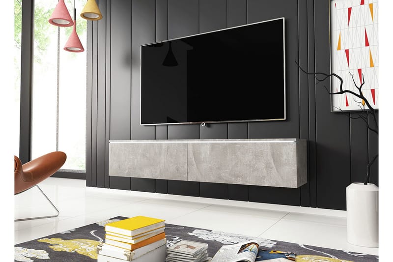Cuguen TV-benk 140x32x30 cm - Grå/Hvit - Møbler - Mediamøbel & tv møbel - TV-benk & mediabenk
