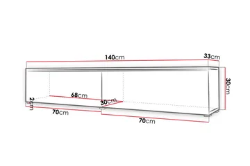 Cuguen TV-benk 140x32x30 cm - Grå/Hvit - Møbler - Mediamøbel & tv møbel - TV-benk & mediabenk