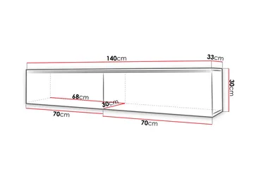 Cuguen TV-benk 140x32x30 cm - Grå/Hvit - Møbler - Mediamøbel & tv møbel - TV-benk & mediabenk