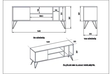 Ficociello TV-Benk 140 cm - Valnøtt|Svart|Hvit - Møbler - Mediamøbel & tv møbel - TV-benk & mediabenk