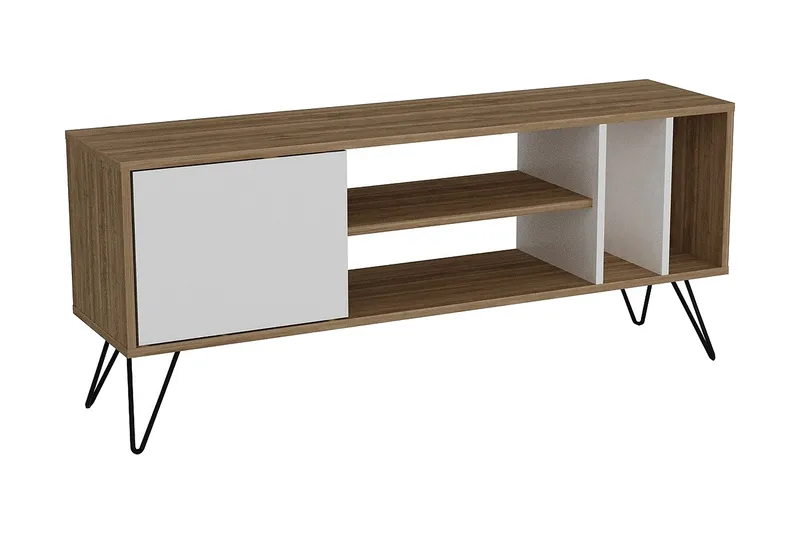 Ficociello TV-Benk 140 cm, Valnøtt|Svart|Hvit