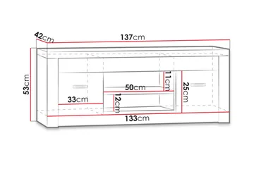 Indianapolis TV-benk 137x42x53 cm - Brun - Møbler - Mediamøbel & tv møbel - TV-benk & mediabenk