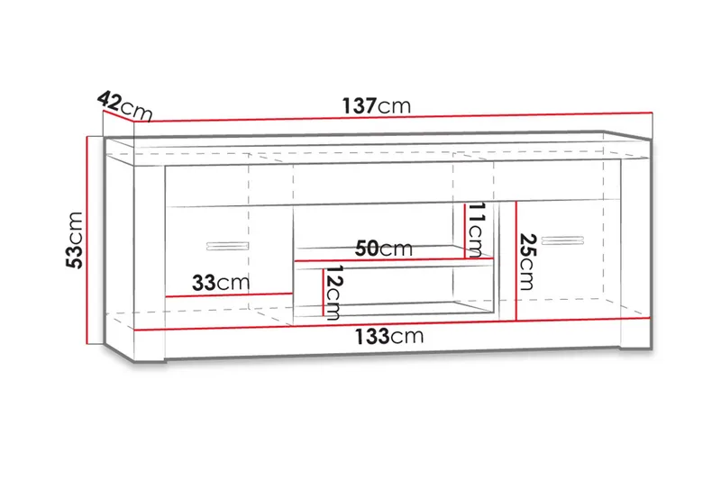 Indianapolis TV-benk 137x42x53 cm - Brun - Møbler - Mediamøbel & tv møbel - TV-benk & mediabenk