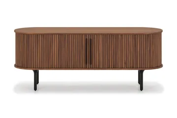 Noira Oval TV-benk Valnøtt 150x45 cm Ribbet - Mørkebrunt / Brunt Tre - Møbler - Mediamøbel & tv møbel - TV-benk & mediabenk