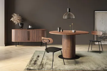 Noira Oval TV-benk Valnøtt 150x45 cm Ribbet - Mørkebrunt / Brunt Tre - Møbler - Mediamøbel & tv møbel - TV-benk & mediabenk