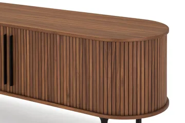 Noira Oval TV-benk Valnøtt 150x45 cm Ribbet - Mørkebrunt / Brunt Tre - Møbler - Mediamøbel & tv møbel - TV-benk & mediabenk