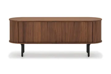 Noira Oval TV-benk Valnøtt 150x45 cm Ribbet - Mørkebrunt / Brunt Tre - Møbler - Mediamøbel & tv møbel - TV-benk & mediabenk
