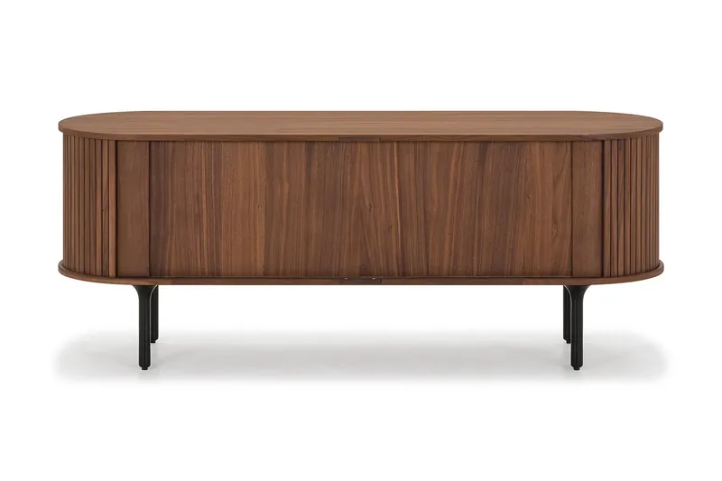 Noira Oval TV-benk Valnøtt 150x45 cm Ribbet - Mørkebrunt / Brunt Tre - Møbler - Mediamøbel & tv møbel - TV-benk & mediabenk