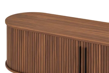 Noira Oval TV-benk Valnøtt 150x45 cm Ribbet - Mørkebrunt / Brunt Tre - Møbler - Mediamøbel & tv møbel - TV-benk & mediabenk