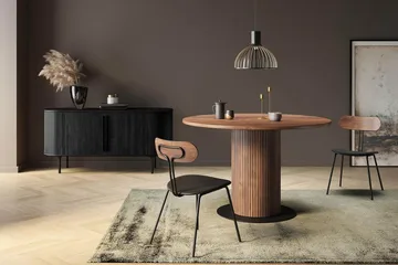 Noira Oval TV-benk Valnøtt 150x45 cm Ribbet - Mørkebrunt / Brunt Tre - Møbler - Mediamøbel & tv møbel - TV-benk & mediabenk