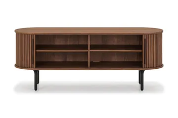 Noira Oval TV-benk Valnøtt 150x45 cm Ribbet - Mørkebrunt / Brunt Tre - Møbler - Mediamøbel & tv møbel - TV-benk & mediabenk