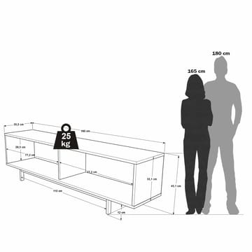 TV-benk Skye Decor Bren (160 x 45,1 x 35,5 cm) naturlig hvit - Naturlig og hvit - Møbler - Mediamøbel & tv møbel - TV-benk & mediabenk