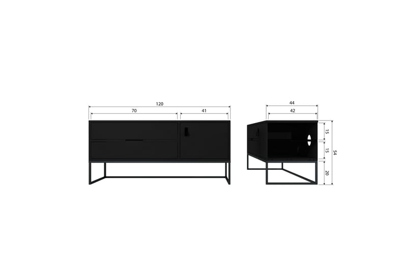 TV-enhet Silas - Blacknight, Ask, 120 cm - Møbler - Mediamøbel & tv møbel - TV-benk & mediabenk