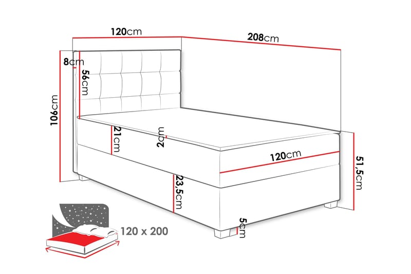 Alghero Sengepakke Oppbevaringsseng 120x200 cm - Møbler - Senger - Komplett sengepakke