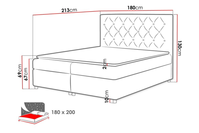 Alida Sengpakke Kontinentalseng 180x200 cm - Rød - Møbler - Senger - Komplett sengepakke