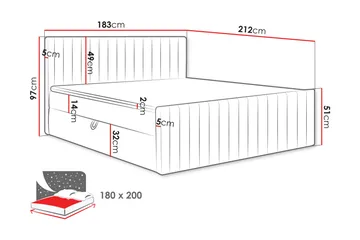 Calrosor Sengepakke Kontinentalseng med Oppbevaring 180x200 cm - Beige - Møbler - Senger - Komplett sengepakke