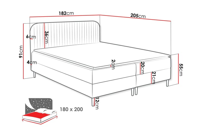 Celestine Oppbevaringsseng 180x200 cm - Hvit - Møbler - Senger - Komplett sengepakke