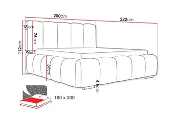 Cleaton boblete sengeramme 180x200 cm med oppbevaring, HVILA fjærmadrass og overmadrass i memoryskum med vaskbart trekk - Beige/hvit - Møbler - Senger - Komplett sengepakke