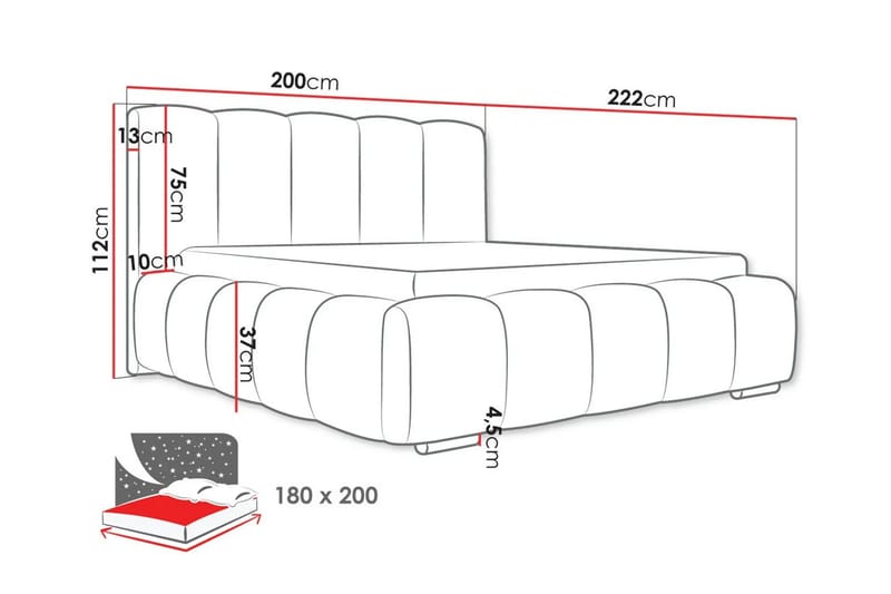 Cleaton boblete sengeramme 180x200 cm med oppbevaring, HVILA skummadrass og overmadrass i lateks med vaskbart trekk - Beige/hvit - Møbler - Senger - Komplett sengepakke