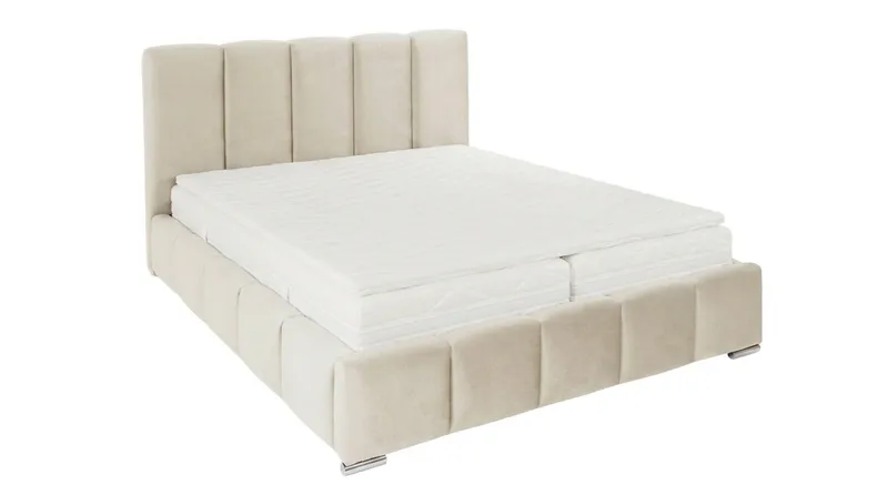 Cleaton sengeramme 160x200 cm med oppbevaring, HVILA pocketfjærmadrass og overmadrass i polyesterskum med vaskbart trekk, Beige/hvit