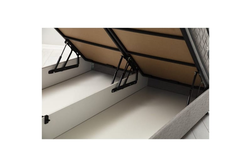 Dobbel madrass, base og hodegjerde Sudalmuni Sett Lysegrå - 140 x 114 x 200 cm - Møbler - Senger - Komplett sengepakke