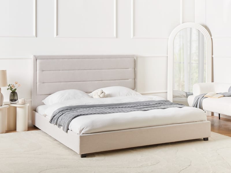 Dobbelseng med lamellram Rouen 180x200 cm - Lys beige - Møbler - Senger - Sengeramme & sengestamme