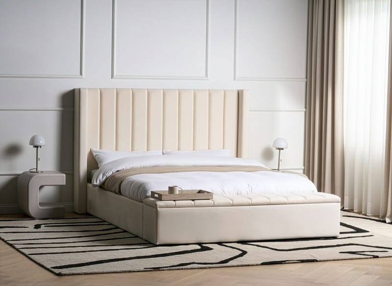 Dobbelseng Noyers 160x200 cm - Off-White - Møbler - Senger - Sengeramme & sengestamme