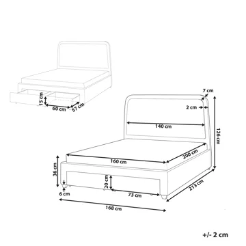 Dobbeltseng Sardent 160x200 - Off-white - Møbler - Senger - Sengeramme & sengestamme