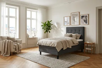 Dream komplett sengepakke 90x200 cm knapper - Mørkegrå - Møbler - Senger - Komplett sengepakke