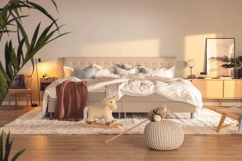 Ella Familieseng 280x210 cm - (+Flere valg) Beige - Møbler - Senger - Komplett sengepakke