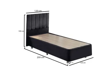 Endulanie Sengeramme med Sengegavl Singel 120x200 cm - Svart - Møbler - Senger - Komplett sengepakke