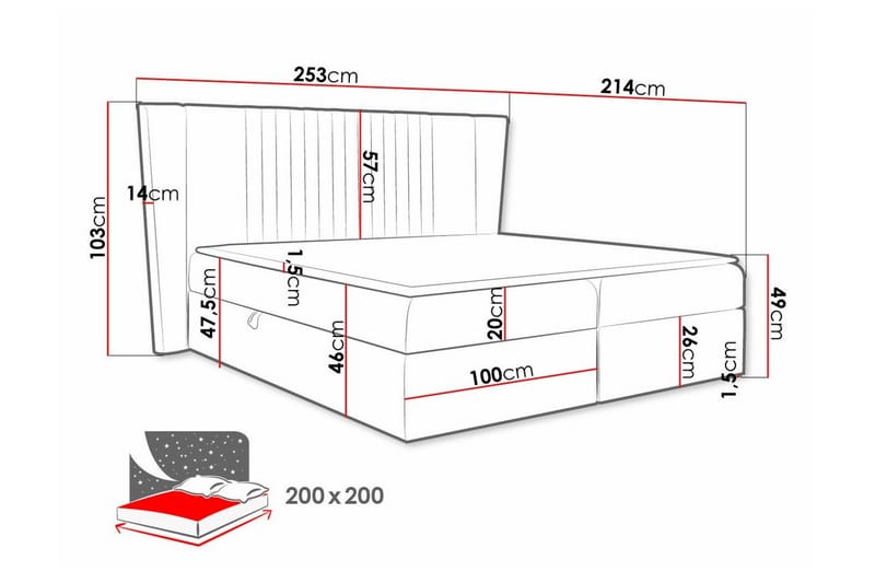 Boisdale Kontinentalseng 200x200 cm - Møbler - Senger - Familieseng