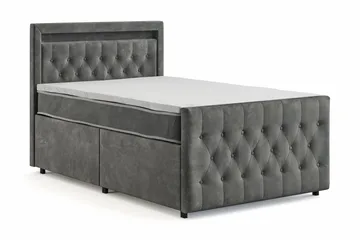 Franco Light komplett sengesett med oppbevaring LED-belysning 120x200 cm - Grå - Møbler - Senger - Komplett sengepakke