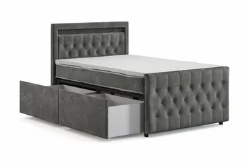 Franco Light komplett sengesett med oppbevaring LED-belysning 120x200 cm - Grå - Møbler - Senger - Komplett sengepakke